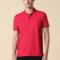Allen Solly Red Cotton Regular Fit Printed Polo T-Shirt-image-51