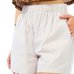 London Rag Beige Cotton Striped Shorts-image-25