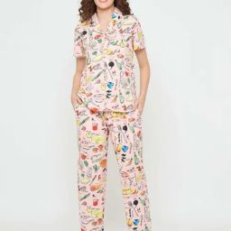 Msecret Peach Regular Fit Printed Night Suit-image-59