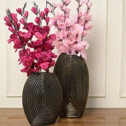 Kridha Living Gold & Black Aluminium Vases - Set of 2-image-40