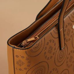 Code by Lifestyle Tan Textured Tote Handbag image 5