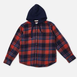 Pepe Jeans Boys Hood Tartan Checked Cotton Casual Shirt-image-98