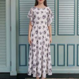 Zink London White Floral Print Maxi Dress-image-23
