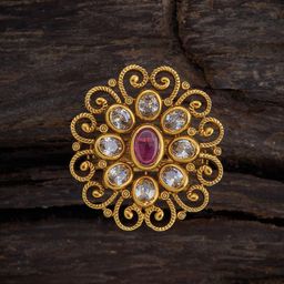 Kushal's Fashion Jewellery Gold-plated Stone-Studded Adjustable Antique Finger Ring-image-61