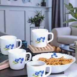 Cello White Opalware 4 Ricca Mug & 1 Bowl  (0.18 L)-30