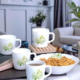 Cello White Opalware 4 Ricca Mug & 1 Bowl  (0.18 L)-34