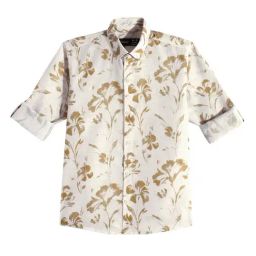 Cavio Boys Khaki Cotton Floral Shirt-image-31