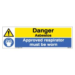SUNSIGNS Danger Asbestos, Approved Respirator Must Be Worn Signages Size 300x100 mm HP Print + Vinyl + Sun Board, SN0145-image-78