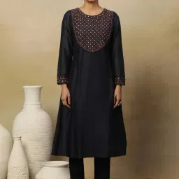 Folksong by W Black Embroidered Anarkali Kurta-picture-34