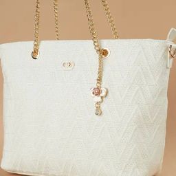 Code by Lifestyle Off White Textured Tote Handbag image 4