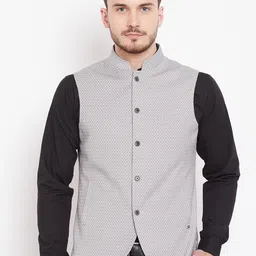 Blackberrys Men Grey Woven-Design Nehru Jacket-picture-49