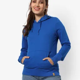 Campus Sutra Blue Cotton Regular Fit Hoodie-picture-17