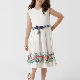 Kate & Oscar Kids White Floral Print Dress-image-30
