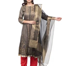A R SILK DUPATTA HUB Ethnic Motifs Woven Design Art Silk Dupatta-picture-4