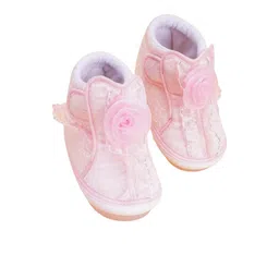 Neska Moda 15 To 18 Months Girls Satin Velcro Chu Chu Music Shoes/ Booties (Toe to Heel Length - 14 cm, Pink)-10