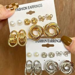GOLDIWALA Set Of 10 Gold Plated Spherical Studs-57