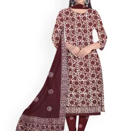 Farooq Dyeing Floral Printed Batik Pure Cotton Unstitched Dress Material-14