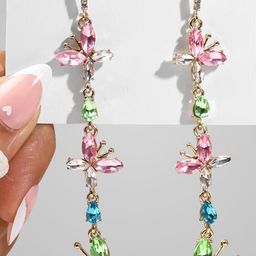 Estailo fashion Artificial Stones Studded Butterfly Shaped Drop Earrings-image-67