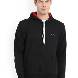 Plutus Men Black Solid Hooded Sweatshirt-image-67