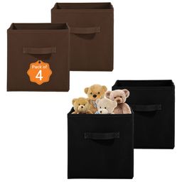 Kuber Industries Black & Brown 4 Pieces Non-Woven Cloth Organisers-54