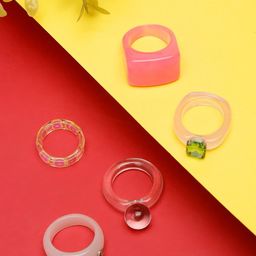 DressBerry Set Of 5 Stone-Studded Finger Rings-4