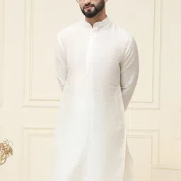 SOJANYA Men Off-White Solid Straight Kurta-image-21