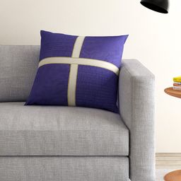 ANS Navy Single Brocade 16'' x 16'' Square Cushion Cover-14
