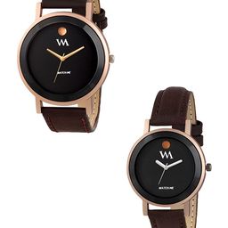 WM Set of 2 Unisex Black Analogue Watches WMAL-331-M-WMAL-331-Fkjo-52