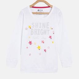 3PIN Girls White Typography Printed T-shirt-image-33