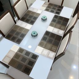 HOKIPO Set Of 6 Brown & Black Geometric Heat Resistant Table Placemats-21