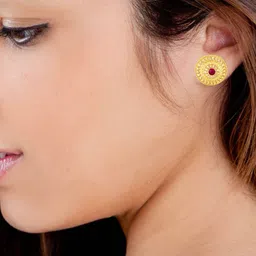 DIVASTRI Set Of 2 Gold-Plated Circular Stone Studded Studs-68