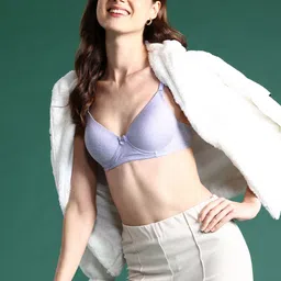DressBerry Solid Bra - Full Coverage Underwired Heavily Padded 1175-Purple-19
