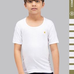 Amul Comfy Boy's Pack of 8 Cotton White Plain Vest With Sleeve-picture-19