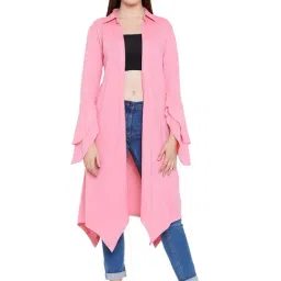 Hypernation Pink Cotton Shrug-image-17