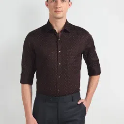 Arrow Red Cotton Slim Fit Printed Shirt-picture-4