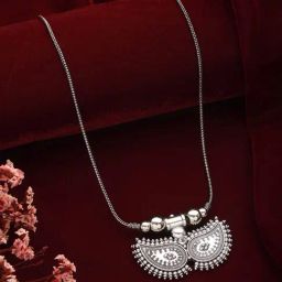 Aatmana Silver-Plated Leaf Shaped Oxidized Necklace-image-55