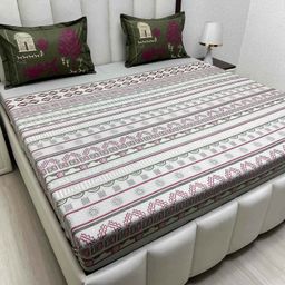Pure Decor Lifestyle Grey Printed Pure Cotton 330 TC King Bedsheet Set 2.74 m X 2.74 m-image-67