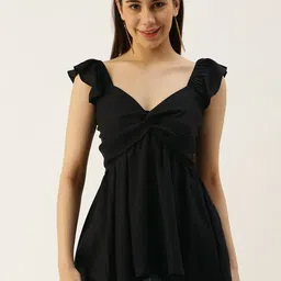 IQRAAR Sweetheart Neck A-Line Top-image-51
