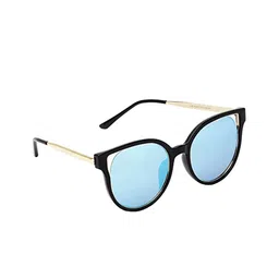 MARC LOUIS Unisex Blue Lens & Black Cateye Sunglasses with UV Protected Lens - 4004 C1-84