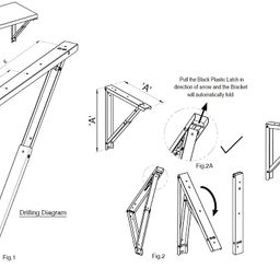 LAMPOC Folding Table Bracket Hinge Wall Mounted, Heavy-Duty Steel Collapsible Shelf, Multipurpose Bracket with Fittings for fold Down Table (Grey, 12 inch) image 4