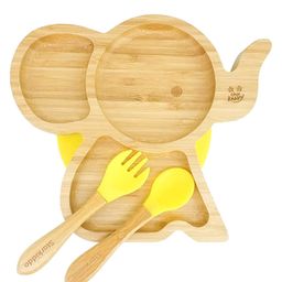 Starkiddo Tusker Bamboo Suction Plate and Learning Weaning Set - Yellow-image-10