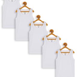 Kiddopanti Pack Of 5Sleeveless Solid Vests - White-image-51
