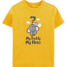 Zeezeezoo Fathers Day Theme  Half Sleeves Baby & Daddy Elephant Printed Tee - Yellow-picture-44