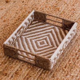 Sirohi  Heera Natural Medium Cotton & Jute Multi-Purpose Tray - Beige & White-22