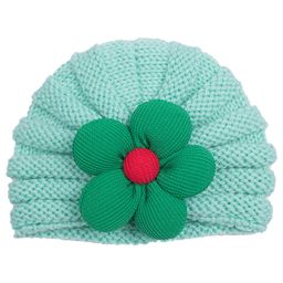 SYGA Wool Cap Warm Stretchable Knitted Flower Hat - Mint Green-image-79