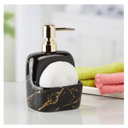 Ceramic Soap Dispenser for handwash for Bathroom, Black/Gold, (Set of 1) (10207) - 250 ml-11