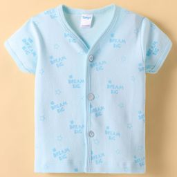 Tango Interlock KnitHalf Sleeves Text Printed Jhabla - Light Blue-16