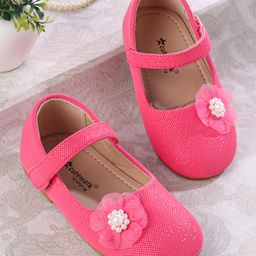Cute Walk by Babyhug Ballerina with Velcro Closer & Floral Applique - Fuchsia-image-34