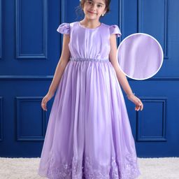Mark & Mia Woven Cap Sleeves Party Dress With Floral Embroidery & Sequin Detailing - Lilac-image-32