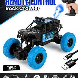 Fiddlerz Remote Control Car for Kids 4WD Rock Crawler Monster Truck with Mist Spray Effect Off-Road Climbing RC Car for Boys and Girls Age 4+ (Blue)-15